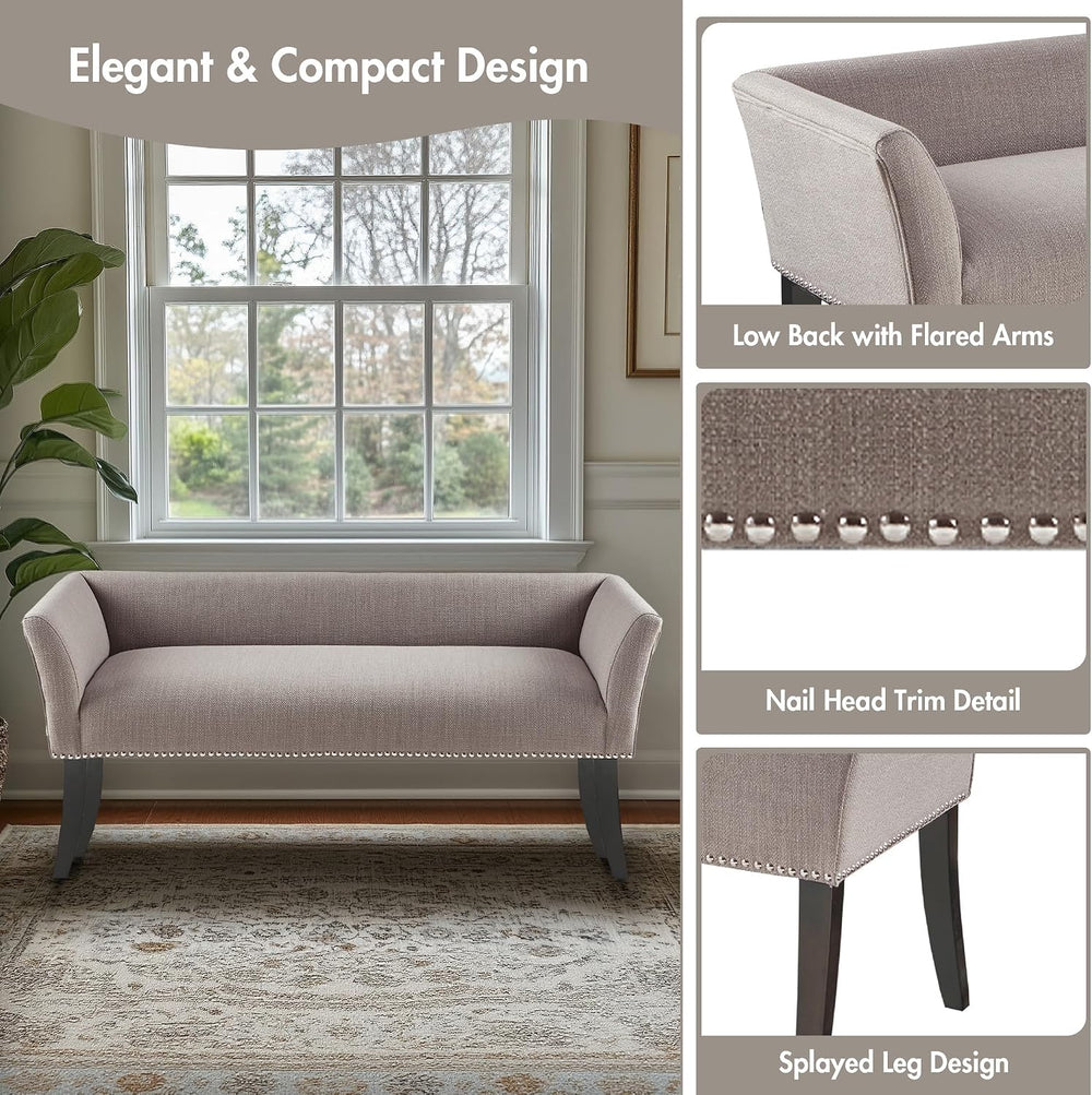 Madison Park Accent Bench, Upholstered with Nailhead Trim, & Padded Seat ...