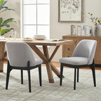 VKNOW Wooden Dining Chairs Set of 2, Upholstered Dining Room Chairs with Rubberwood Legs and Padded Seats, Kitchen Chairs for Restaurant Kitchen Living Room, Grey
