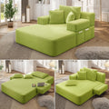 Avenix 70" Boneless Oversized Chaise Lounge Chair Indoor, Corduroy Comfy Oversized Reading Sleeper Chair Boneless Sofa Couch Bed with 3 Pillows, No Assembly Required, Light Green