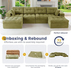 MAXYOYO 132" U Shaped Modular Sectional Sofa with 2 Ottomans, Cloud Boneless Couch with Layered Cushion, Flexible Module Combination Sofa for Living Room, No Assembly Required, Green