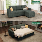 HONBAY Modular Sectional Sleeper Sofa with Pull Out Bed, L Shaped Sofa with Storage, Modular Sectional Couches for Living Room, Green