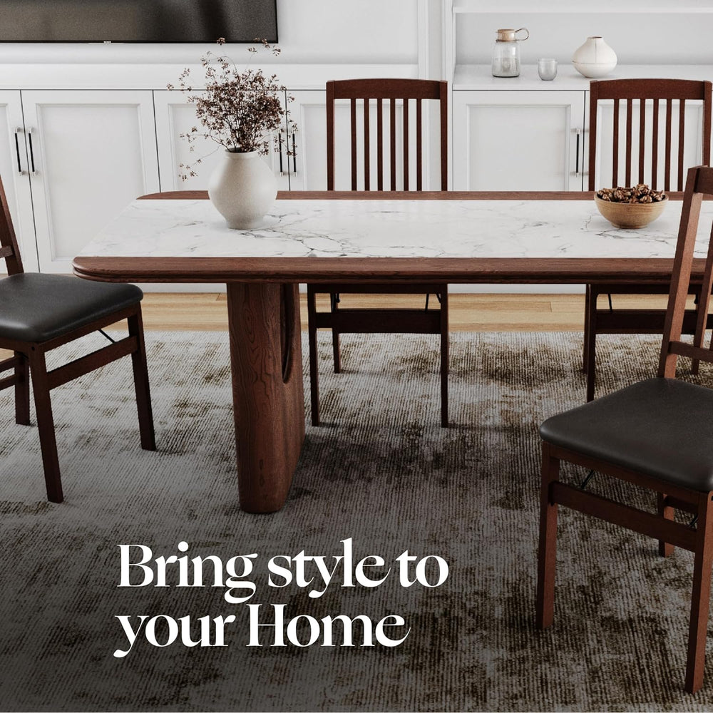 SIMPLEX Folding Wood Dining Chairs, Padded, No Assembly, 2 Pack | Solid rubbe...