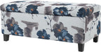 Christopher Knight Home Nesbit Living Room Ottoman with Storage, Entryway Fabric Upholstered Storage Ottoman Bench, Rectangular Sofa Foot Stool, Bedroom End of Bed Bench, Blue Flower+White