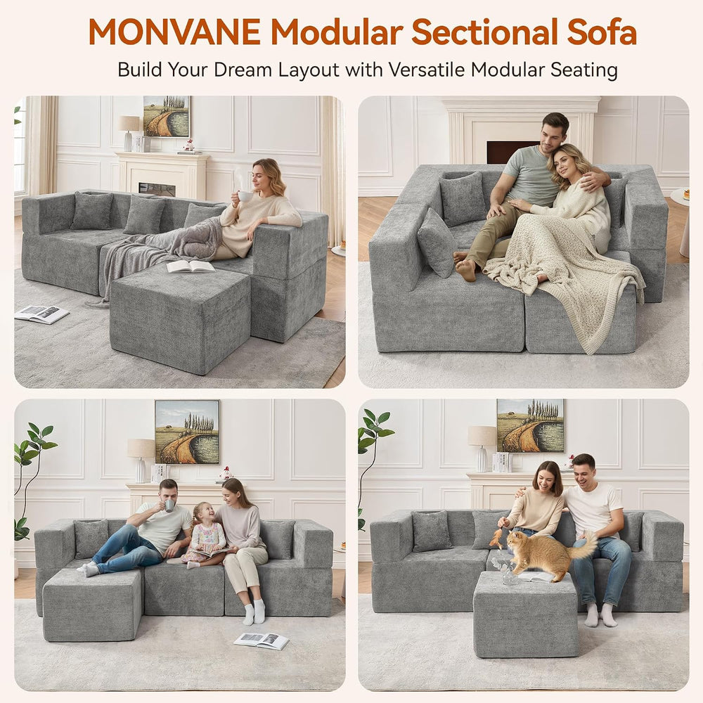 MONVANE 103'' Modular Sectional Sofa, Cloud Sectional Couch with Otto...
