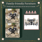 Merax 5-Piece Retro Style Dining Room Set with Extendable Table and 4 Upholstered Chairs, Family Kitchen Functional Furniture, Espresso