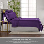 Queen Pillowcases by Pure Bamboo, Genuine 100% Organic Viscose Derived from Bamboo, Luxuriously Soft & Cooling, Double Stitching, Envelope Closure (2 Queen Pillowcases, Purple)