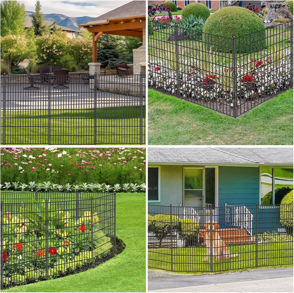 Toolterritary 10 Panels No Dig Garden Fence with Gate, 40 in(H) X 24.2 ft(L) ...