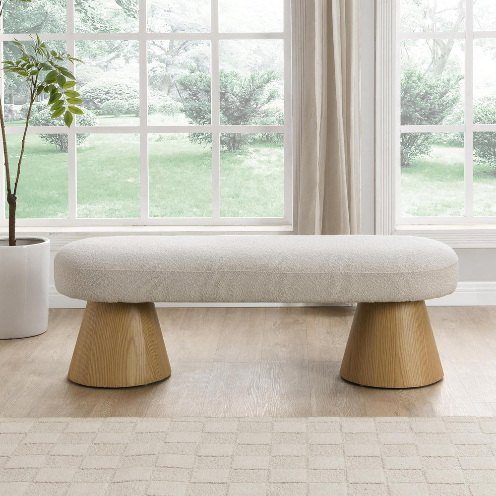 Christopher Knight Home Manila 49" Oval Dining Bench, Boucle Ottoman Ben...