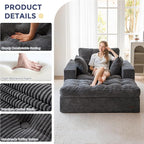 MAXYOYO Sectional Sofa Couch and Chaise Lounge, L Shaped Modern Cloud Couch with Ottoman, Comfy Sofa with Layered Cushion, Tufted Upholstered Sleeper Chair for Living Room, No Assembly Required, Grey