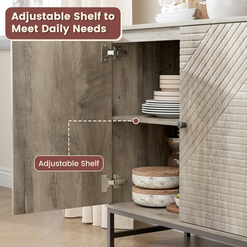Storage Cabinet with Doors and Adjustable Shelf, Sideboard Buffet Cabinet wit...