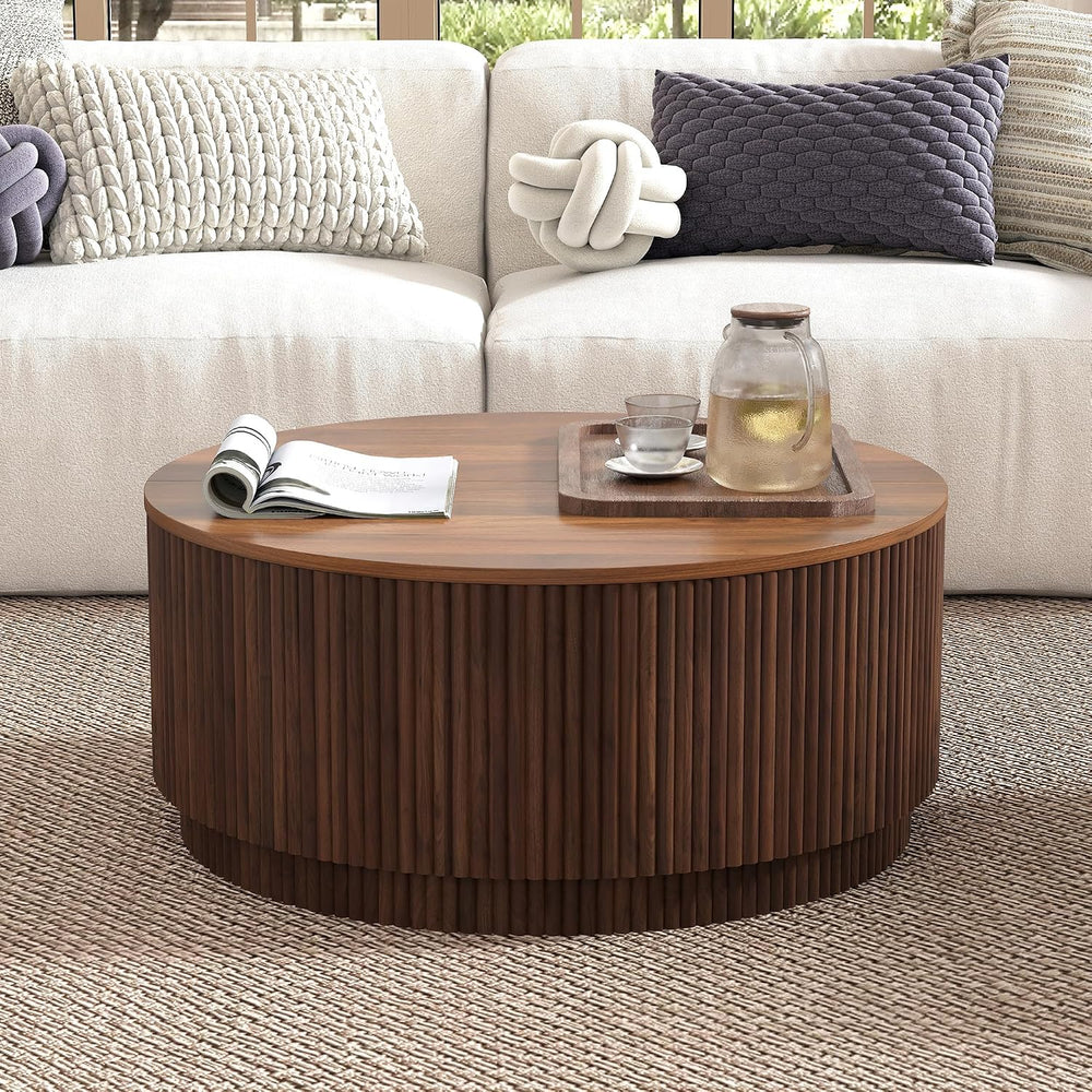31.5" Round Coffee Table with Storage, Mid Century Modern Coffee Tables ...