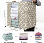 WISELIFE Storage Bags 2 Pack/100L Large Blanket Clothes Organization and Storage Containers for Comforters,Bedding, Foldable Organizer with Reinforced Handle, Clear Window, Sturdy Zippers,Beige
