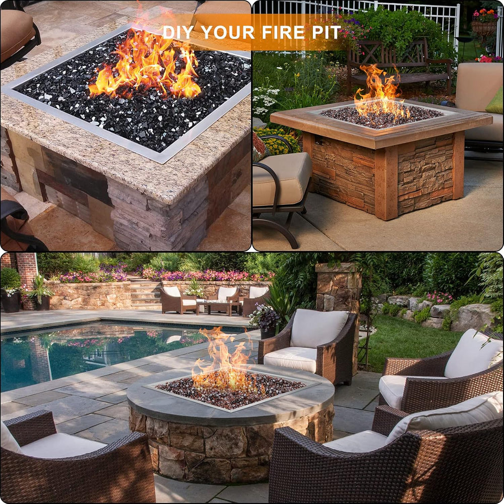 onlyfire 36" Square Fire Pit Flat Pan with Burner Ring, 435,000 BTU