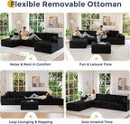 MAXYOYO 132" U Shaped Modular Sectional Sofa with 2 Ottomans, Cloud Boneless Couch with Layered Cushion, Flexible Module Combination Sofa for Living Room, No Assembly Required, Black