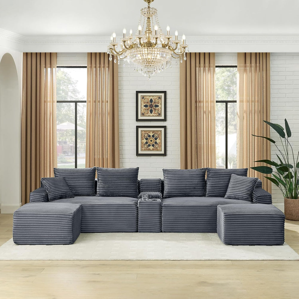 ERYE 127" U-Shaped Cloud Sectional Couch Oversized Modular Compressed Se...