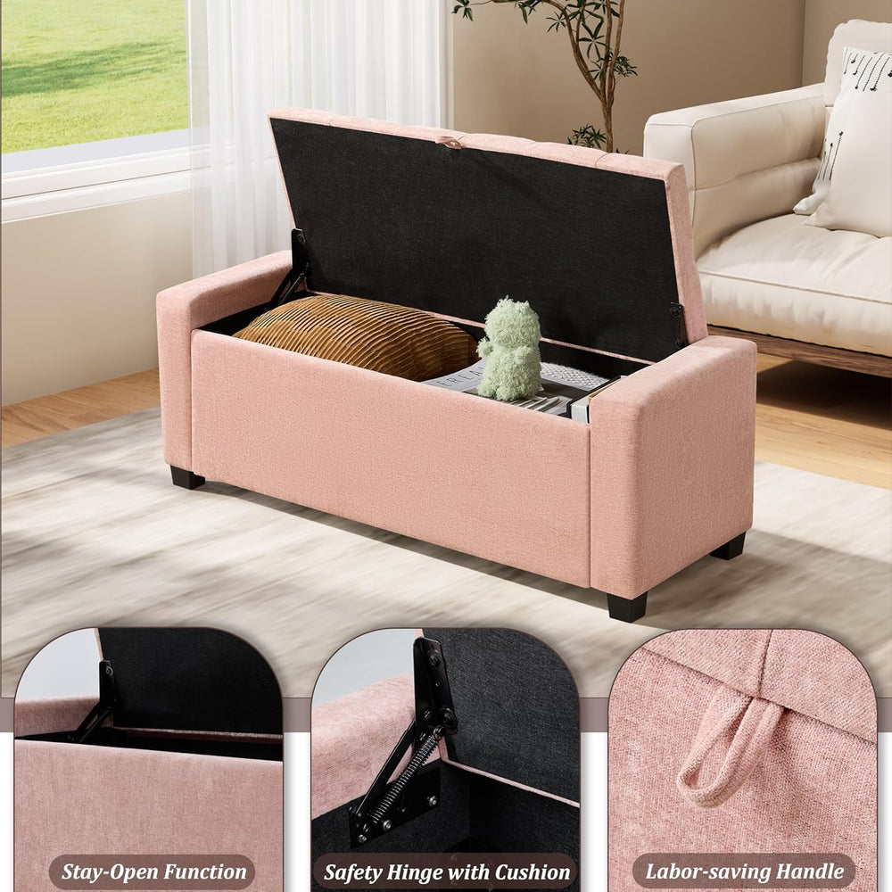 Royal Windsor Ottoman with Storage,Tufted Storage Bench with Safety Hinge,Hol...