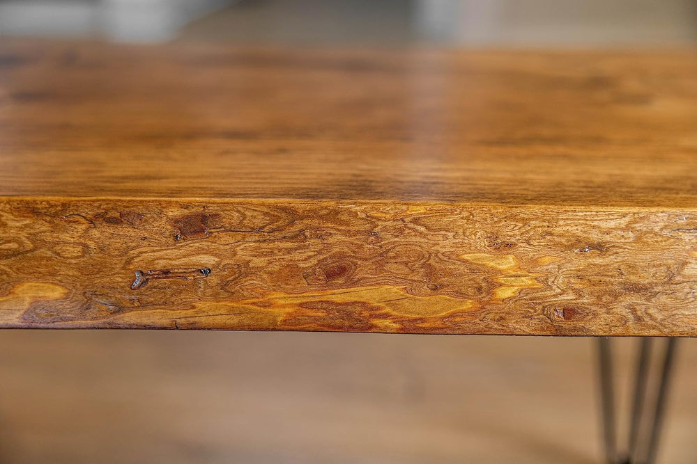 SRL Rustic Logwerks Hairpin Leg Wood Bench - Live Edge Small Bench for Home &...