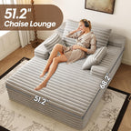 Oversized Chaise Lounge Chair Indoor,51" W Upholstered Sofa Bed,No Assembly Required,Fluffy Plush Modern Single Sleeper Couch Reading Chairs Corduroy Cloud Sofas Couches for Living Room, Bedroom,Grey