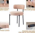 DYHOME Boucle Dining Chairs Set of 4, Upholstered Kitchen Dining Room Chairs, Side Chairs with Thick Cushions and Metal Legs for Kitchen Living Room, Camel Color