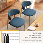 Kitchen Dining Chairs Set of 4 Modern Soft Linen Farmhouse Dining Room Chair with Metal Legs, Blue/Original