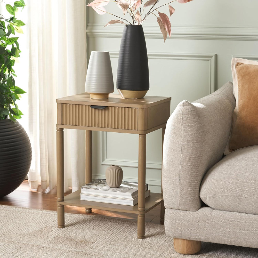 SAFAVIEH Home Collection Thurston Desert Brown 1-Drawer Accent Table