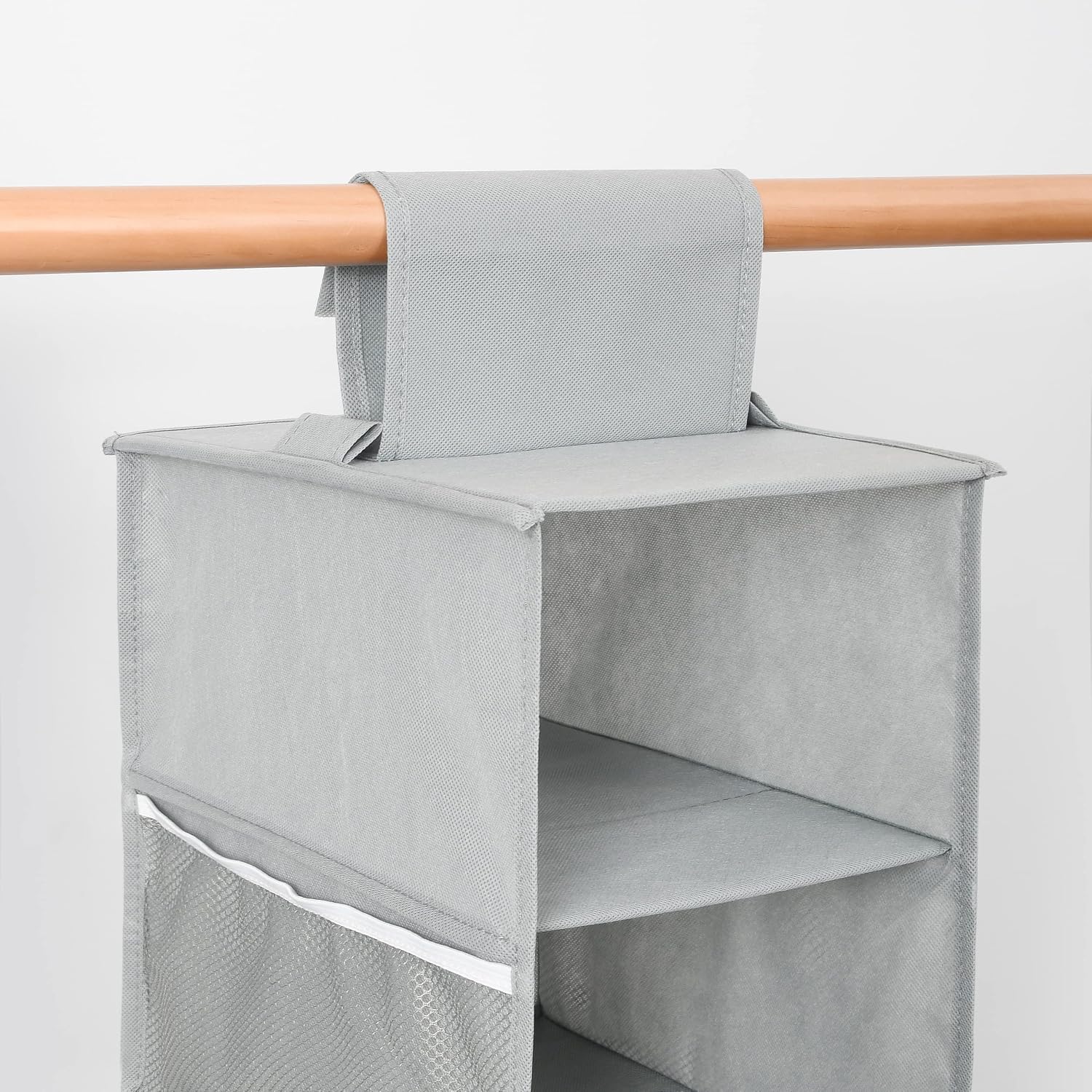 Berdeng Hanging Shoe Organizer for Closet with Side Mesh Pockets，Hat Racks for Baseball Caps，Shoe and Hat Holder & Storage，8-Shelf，Gray，1 Pack