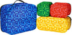 4-piece Kids Toy Storage Organizer Set Bag for Toy Building Bricks with See Through Clear TPU Top, Small Toy Packing Cube Bags, Clean Up Container case (grid pattern)