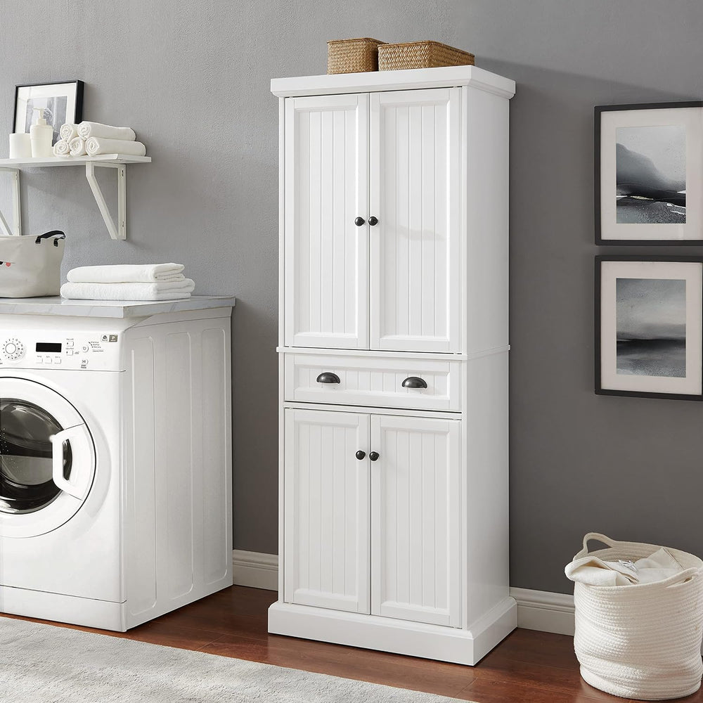Crosley Furniture Shoreline Coastal Pantry Storage Cabinet with Shelves, Kitc...