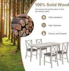 5-Piece Dining Table Set for 4, Solid Wood Kitchen Table Set with 4 Upholstered Dining Chairs, 47'' Farmhouse Structure Table & Chair Set for Kitchen, Dining Room, Restaurant, Washed Gray