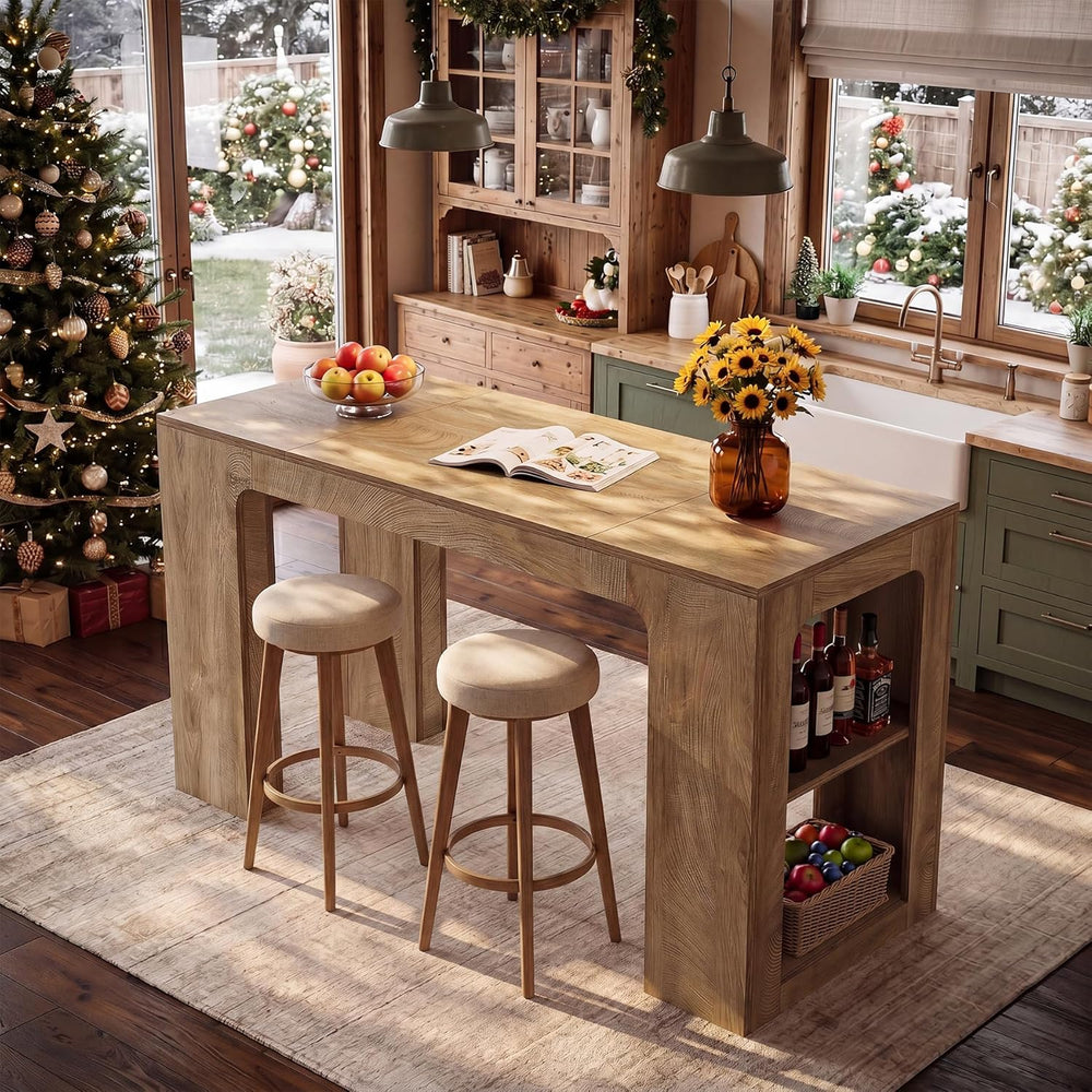 Tribesigns 63'' Long Kitchen Island with Storage, Wooden Counter Heig...
