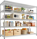 REIBII 55.5" W Storage Shelves 3200LBS Metal Shelving 5 Tier Wire Shelving Garage Shelving Heavy Duty Metal Shelves for Shelving Unit Commercial Adjustable Shelf, 55.5" W X 18''D X 71" H，Chrome