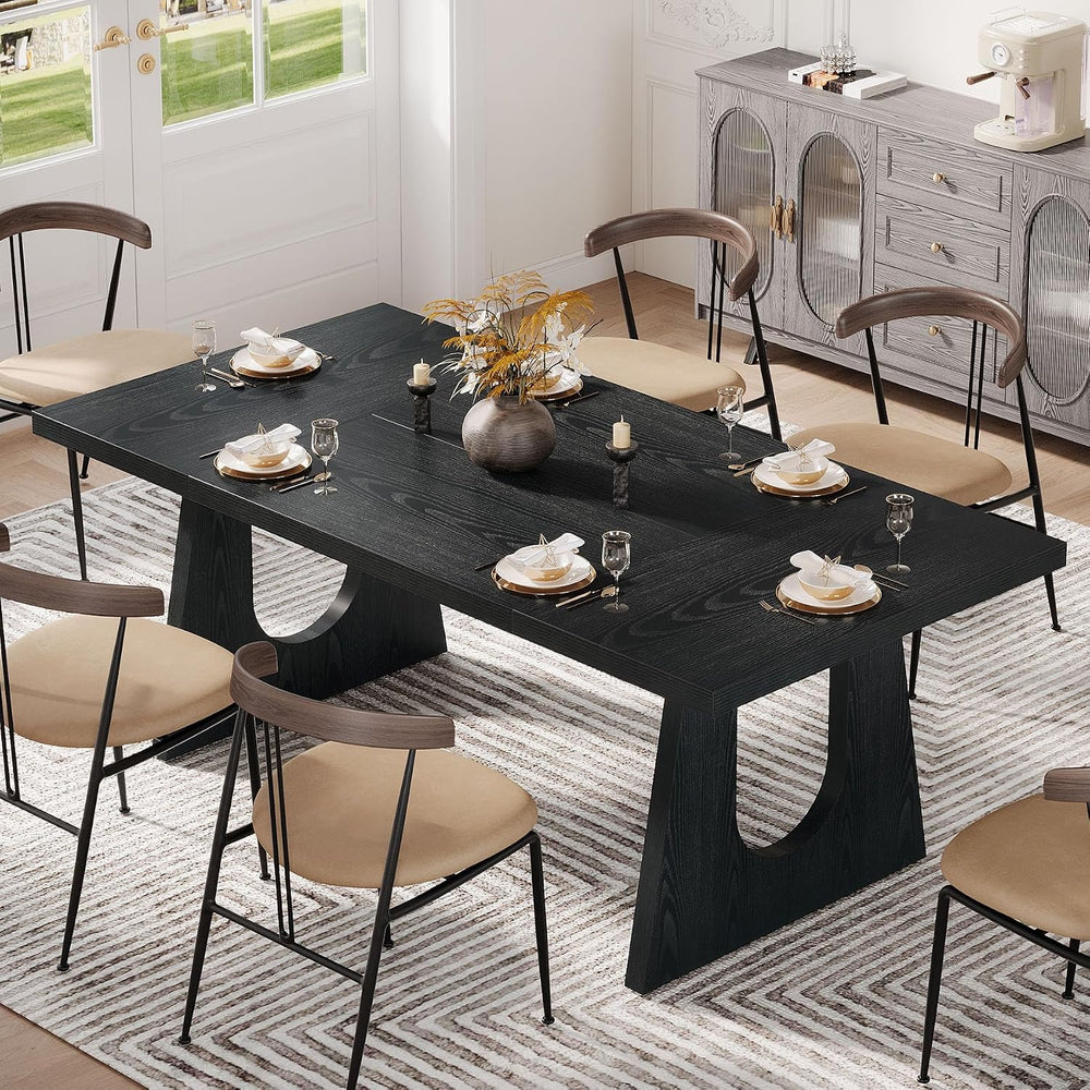 Tribesigns Large Dining Table for 6-8 People, 70.9-Inch Wood Rustic Rectangul...