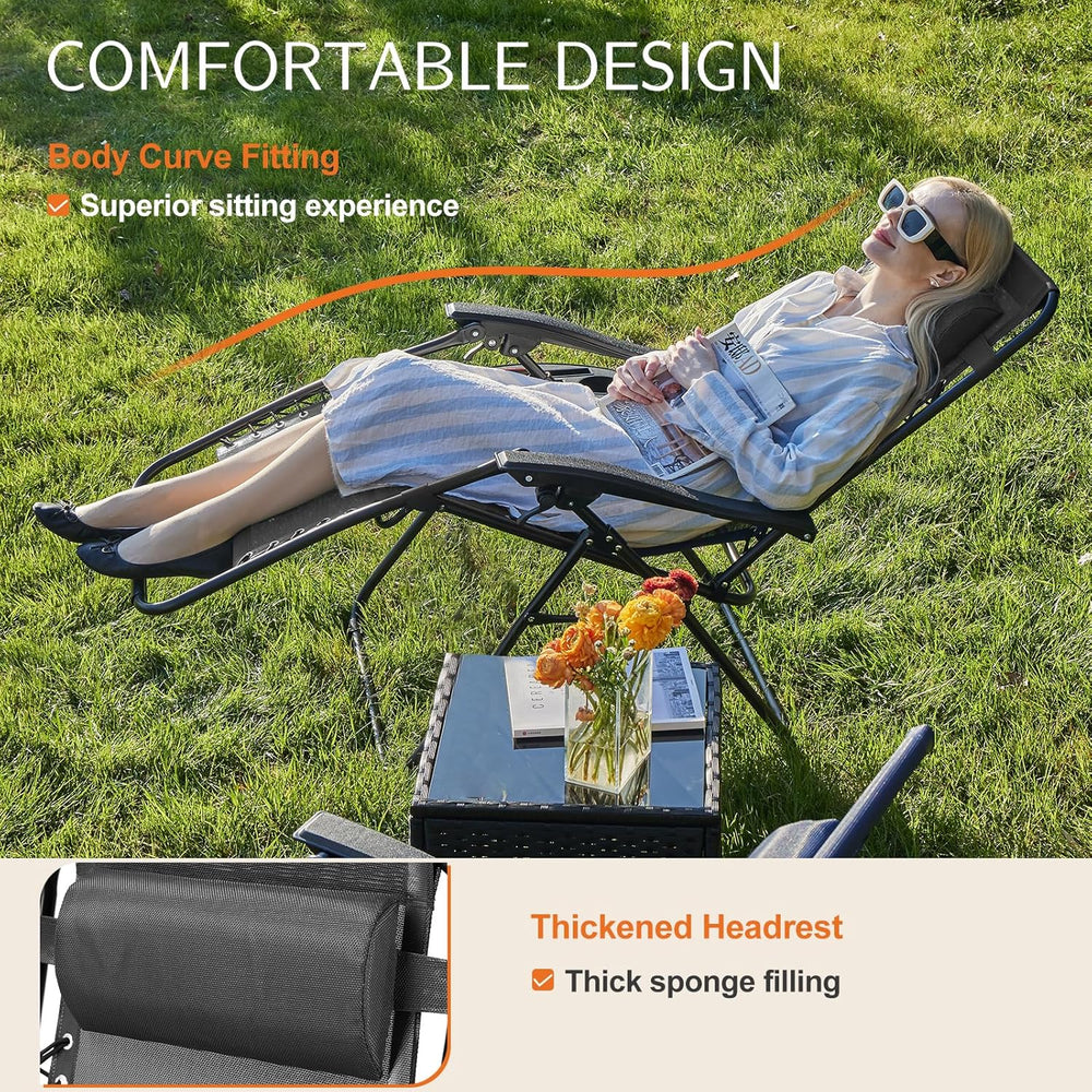 Sweetcrispy Zero Gravity Chairs Set of 2, Outdoor Folding Patio Lounge Chair ...