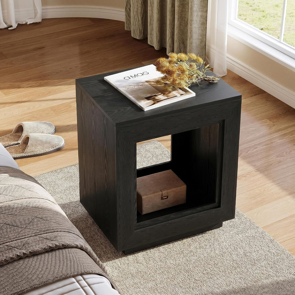 LITTLE TREE End Table with Storage, Wooden Square Side Table, Industrial Sofa...