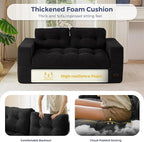 MAXYOYO 63" Loveseat Sofa Couch for Small Spaces, Upholstered Boneless Cloud Couch for Apartment Bedroom, 2-Seater Love Seat Floor Modern Sofa with Pillows, No Assembly Required, Black