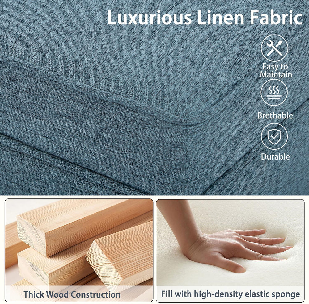 Linen Storage Ottoman with Wooden Legs, 17" Square Upholstered Flip-Top ...