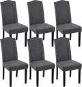 Yaheetech Upholstered Dining Chairs Set of 6, Modern Kitchen Chairs with Nailhead Trims and Solid Wood Legs for Dining Room, Living Room, Restaurant, Fabric Armless Design, Dark Gray