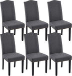 Yaheetech Upholstered Dining Chairs Set of 6, Modern Kitchen Chairs with Nailhead Trims and Solid Wood Legs for Dining Room, Living Room, Restaurant, Fabric Armless Design, Dark Gray