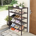 Smiry Shoe Rack, 5 Tier Thick Bamboo Shoe Organizer, Stackable Free Standing Wooden Shoe Storage Shelf for Closet, Entryway, Front Door Entrance, Brown