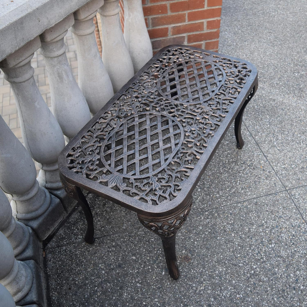 Oakland Living Mississippi Cast Aluminum Cocktail Table, 35-Inch by 18-Inch, ...