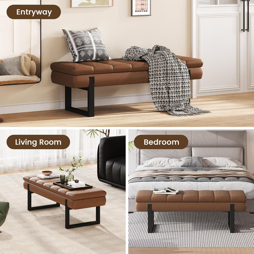 Breakfast Nook Bench 52" Storage Ottoman Bench Backless | End of Bed Ben...