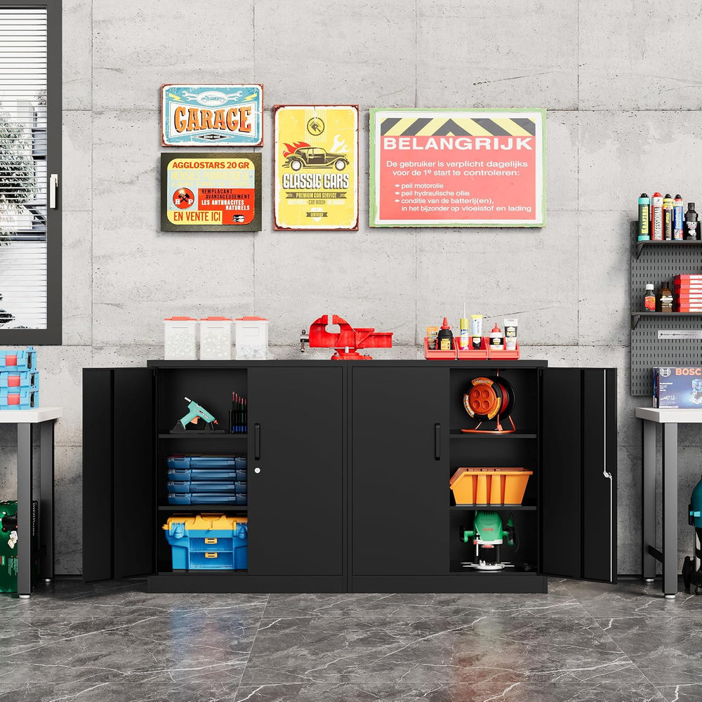 Fesbos Metal Storage Cabinet-36” Tall Steel File Cabinet with Lockable Doors ...