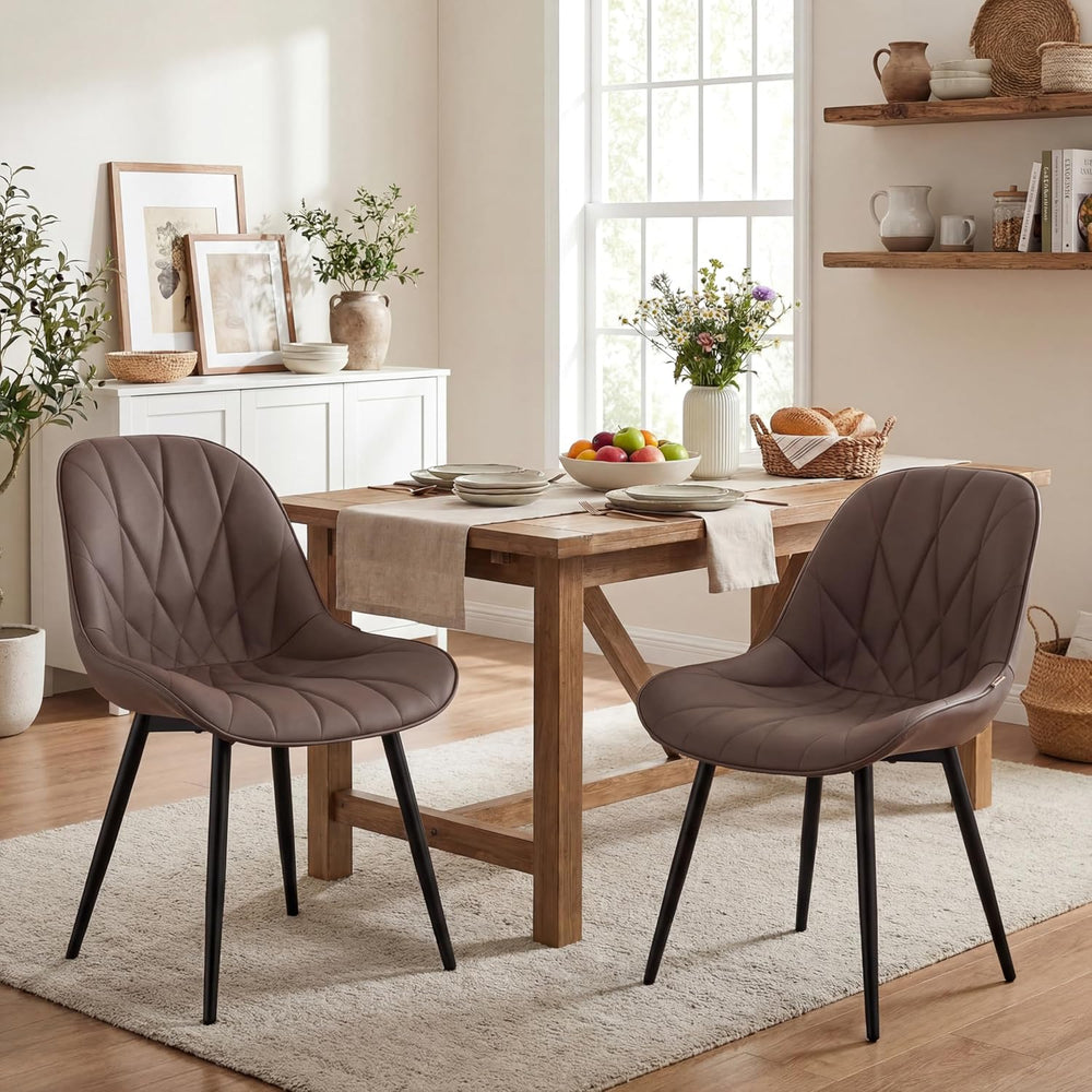 Rowill Modern Dining Chairs Set of 2 - Upholstered Faux Leather Kitchen Chair...