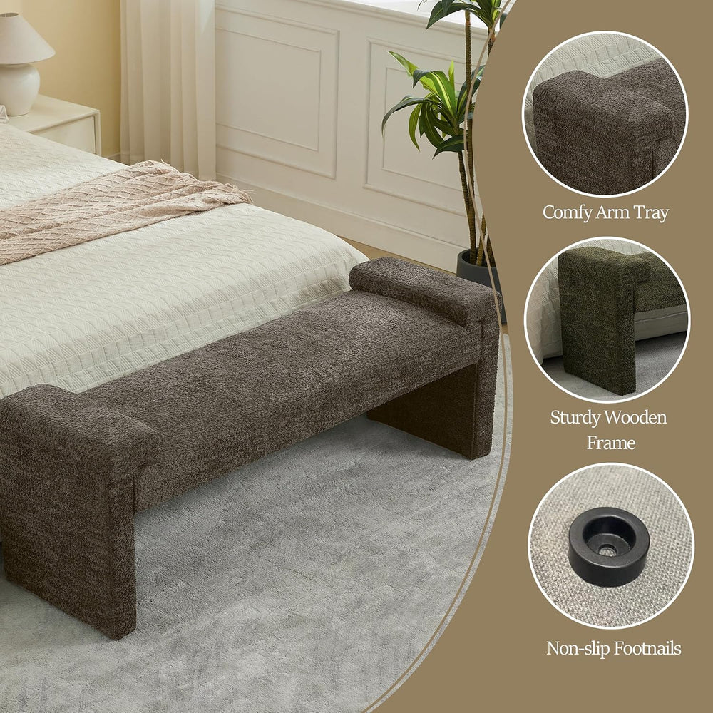 WUTUTUEE 58.7" End of Bed Bench Upholstered Modern Bedroom Bench for Liv...