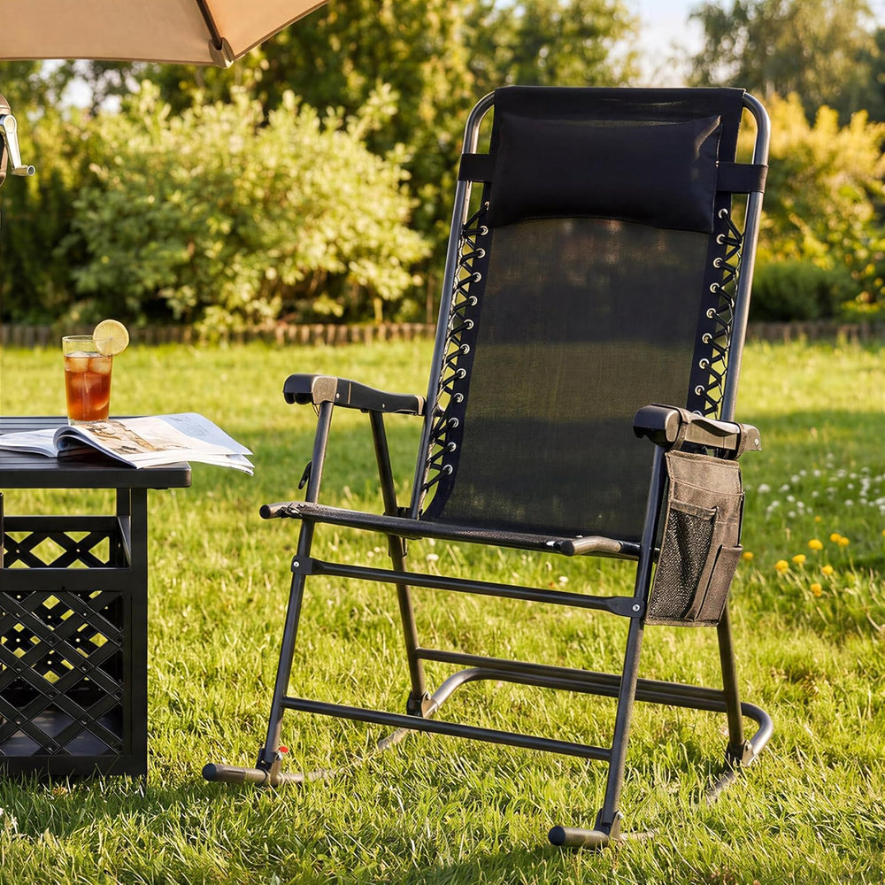 Yaheetech 26in Rocking Chair Outdoor Zero Gravity Folding Chairs Rocking Chai...