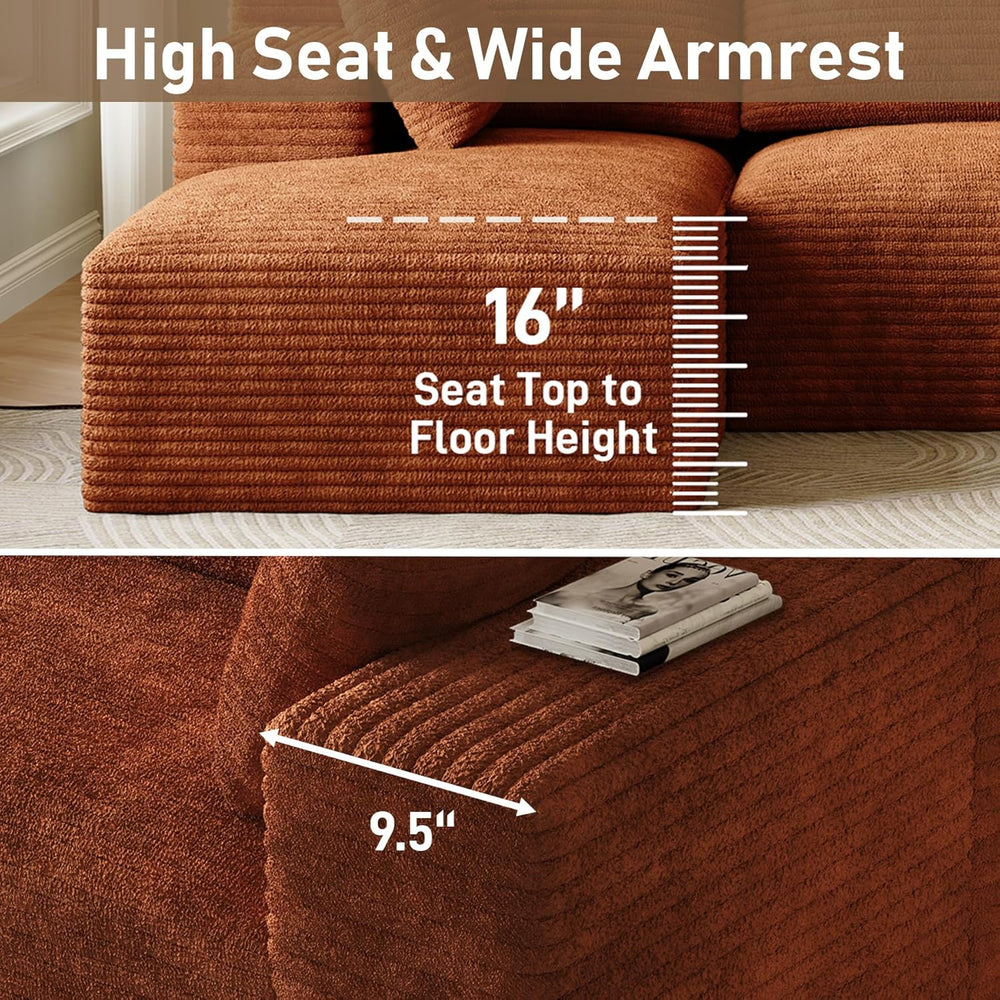 Cloud Sectional Couch Modular Sectional Sofa, 96" Comfy Fluffy Orange L ...