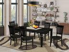 East West Furniture LGVA7-BLK-W 7 Piece Kitchen Table & Chairs Set Consist of a Rectangle Dining Room Table with Butterfly Leaf and 6 Dining Chairs, 42x84 Inch, Black