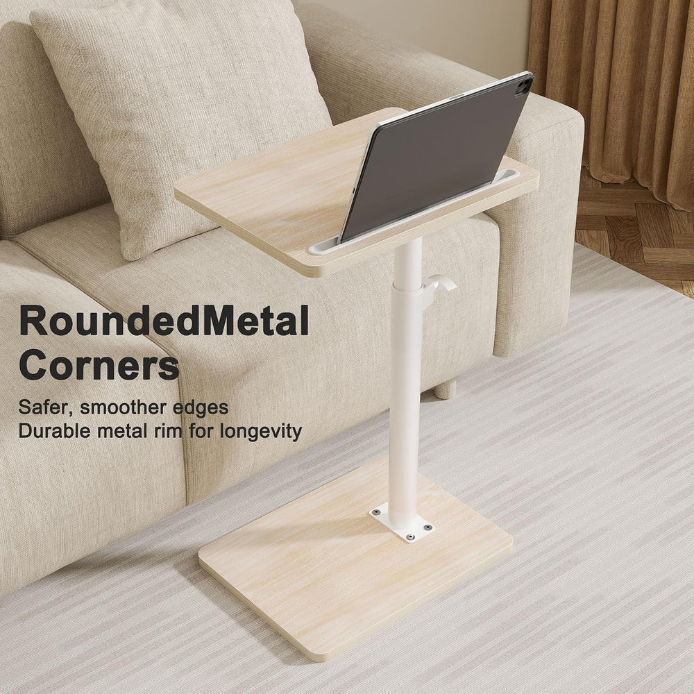 YUHFERA Sofa Armrest Tray Table for Couch - 360 Swivel Height Adjustable End ...