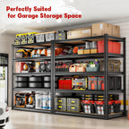 40" W Garage Shelving 2250LBS Storage Shelves Adjustable Metal Shelving 5 Tier Garage Utility Rack Shelf for Warehouse, Pantry, Closet, Kitchen 72.2" H x 40" W x 20" D, Black