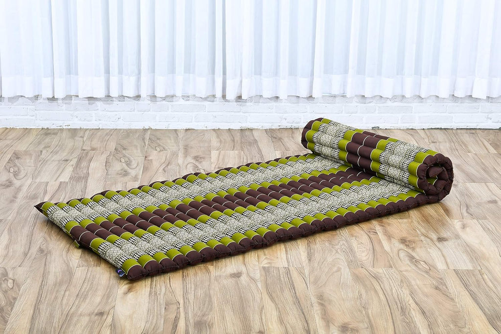Leewadee Thai Roll Mat 75 x 28 inches Kapok Firm | Breathable folding mattress for sleeping, yoga, meditation & massage. For travel, camping, the car or as a guest bed